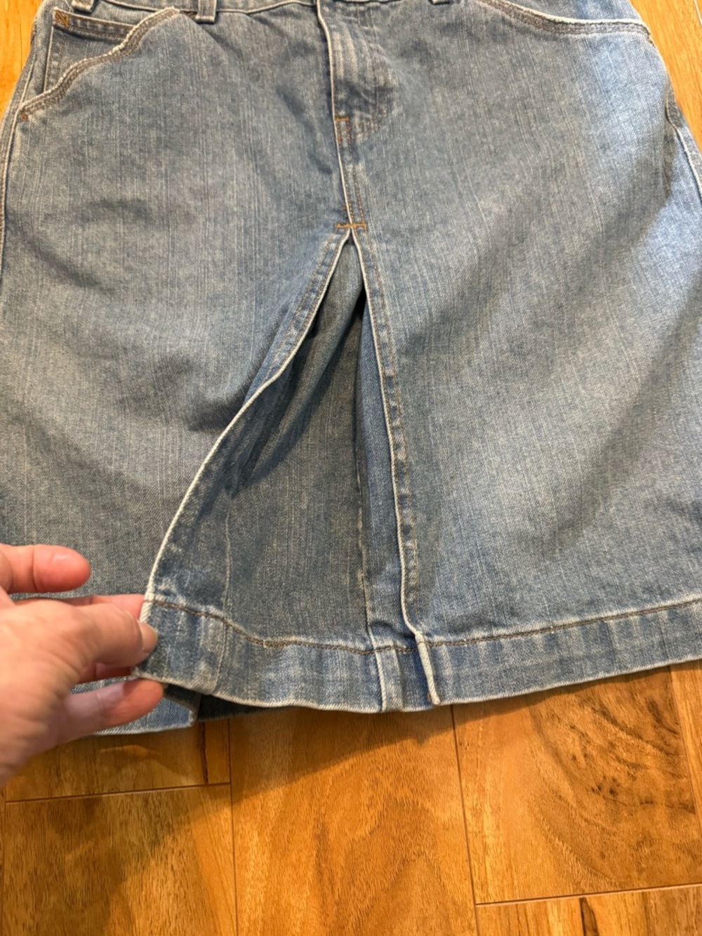 GAP Blue Denim Pencil Skirt with Front Vent - Picture 3 of 4
